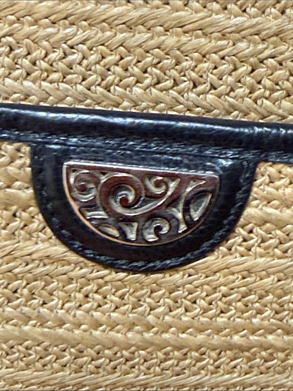 Brighton Straw Crossbody with Black Trim and Heart Charm - Picture 7 of 10